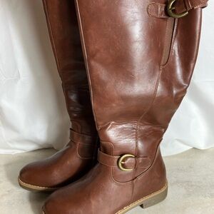 Brown Leather Knee-High Boots